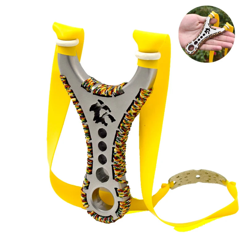 Piaoyu High Quality Outdoor Hunting Tie Rope Stainless Steel Slingshot with Rubber Band Hunting Slingshot