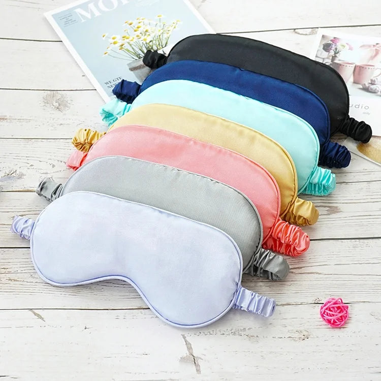 MIO Soft Imitation Silk Sleepmask Satin Sleep Eyemask Home Stay Travel Eye Mask Sleep Mask Custom Silk Embroidery