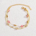 New Summer Stainless Steel Rhinestone butterfly Bracelets Fashion Accessories Women Charm Double Layer Snake Chain Bracelet