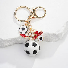 3D Mini Soccer Shoes Bag Charm Key Chain Match Ball Fans Souvenir Exquisite Gift Keyring Pvc Metal Football Pendant Keychain