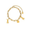 European and American Jewelry Design Feeling Double Layered Rabbit Peach Heart Love Pendant Bracelet Female Stainless Steel