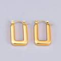 Personalized Simple Stainless Steel Gold Plated Long Square Circle Earrings Titanium Steel Rectangle Circle Hoop Jewelry