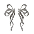 Quality S925 Silver Pin Accessories Simple Small Square Diamond Stud Earrings Creative Geometric Bow Earrings Gifts for Women