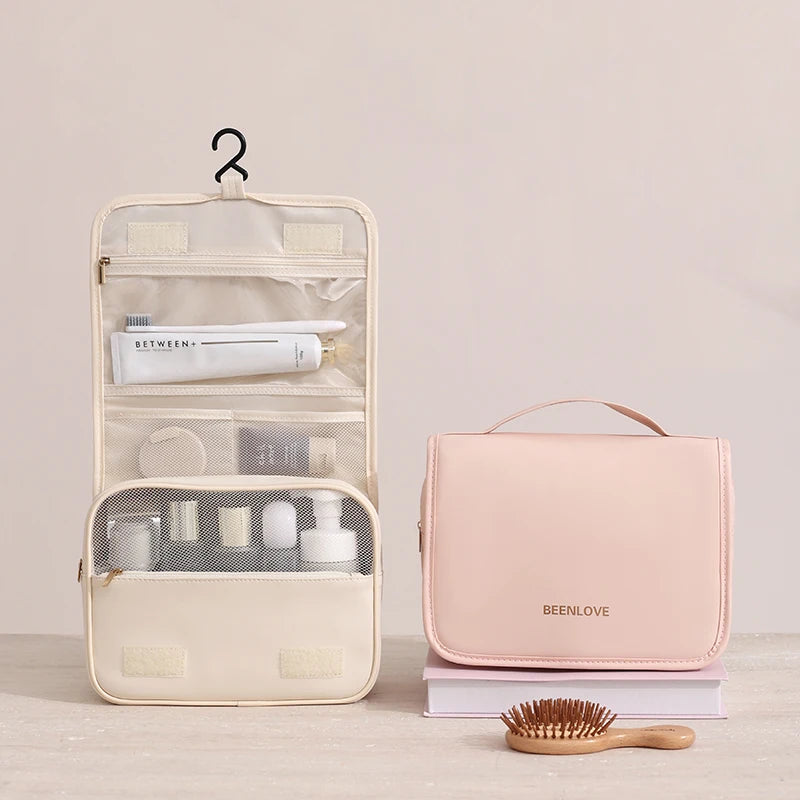 Travel Hanging Organizer Makeup Bag with Zipper Closure Fashionable Beauty Cosmetics Pouch for Storage and Organization