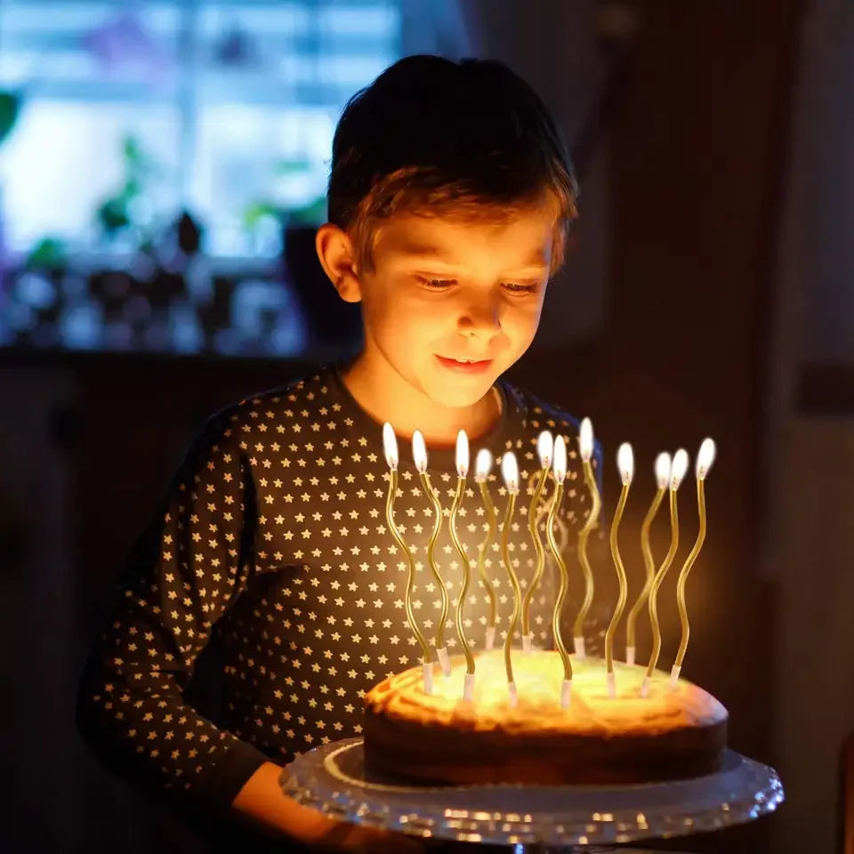 Modern 6pcs/12pcs Metal Curly Coil Tall Birthday Cake Candles Gold-plated Handmade for Parties Easter Ramadan & Home Decoration