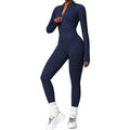 Winter Zipper Tight Long-sleeved One-piece Fitness Yoga Wear Jumpsuit High Intensity Belly Combinaisons Women's Clothing