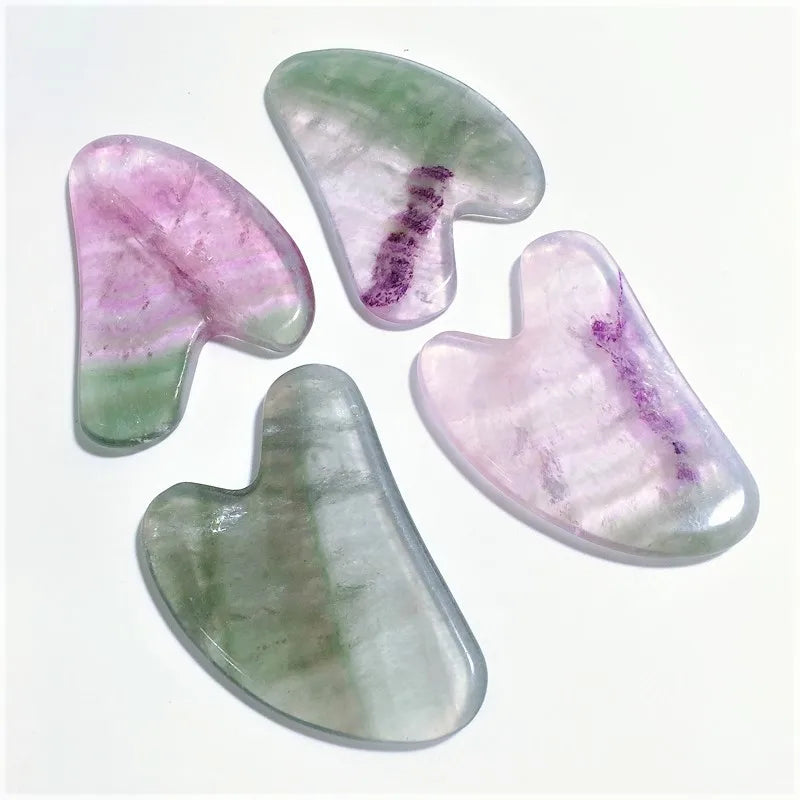 Huiying Summer Welcomed Natural Fluorite Gua Sha Massage Board Tools for Beauty Heart Guastone