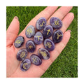 Amethyst Witches Runes Set of 13 Healing Crystal Stone With Engraved Gypsy Symbol for Meditation Divination