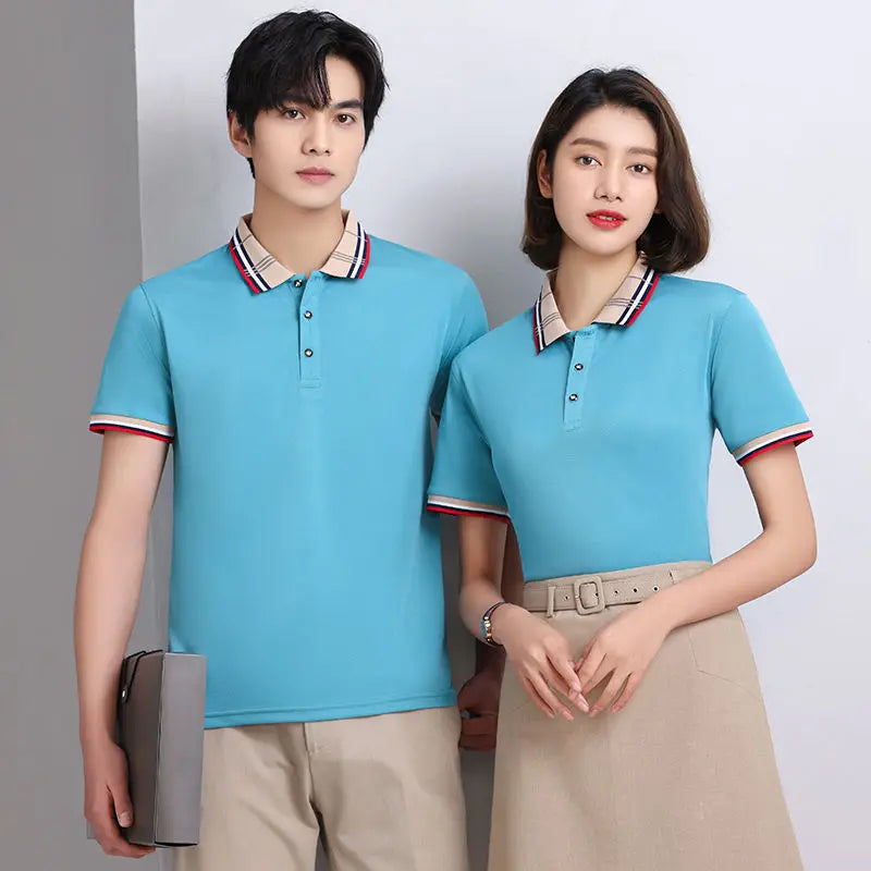 New Short Sleeved Polo Shirt Custom Printed Logo Lapel Workwear T-Shirt Workwear Pure Cotton Advertising Shirt