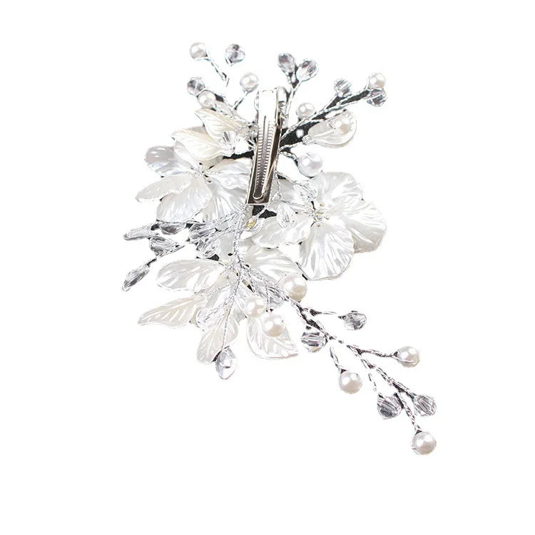 Bridal Ballet Tiara Crown New Design Charm Wedding Party Rhinestone Crystal Style White Pearl Flower Silver Plated Environmental