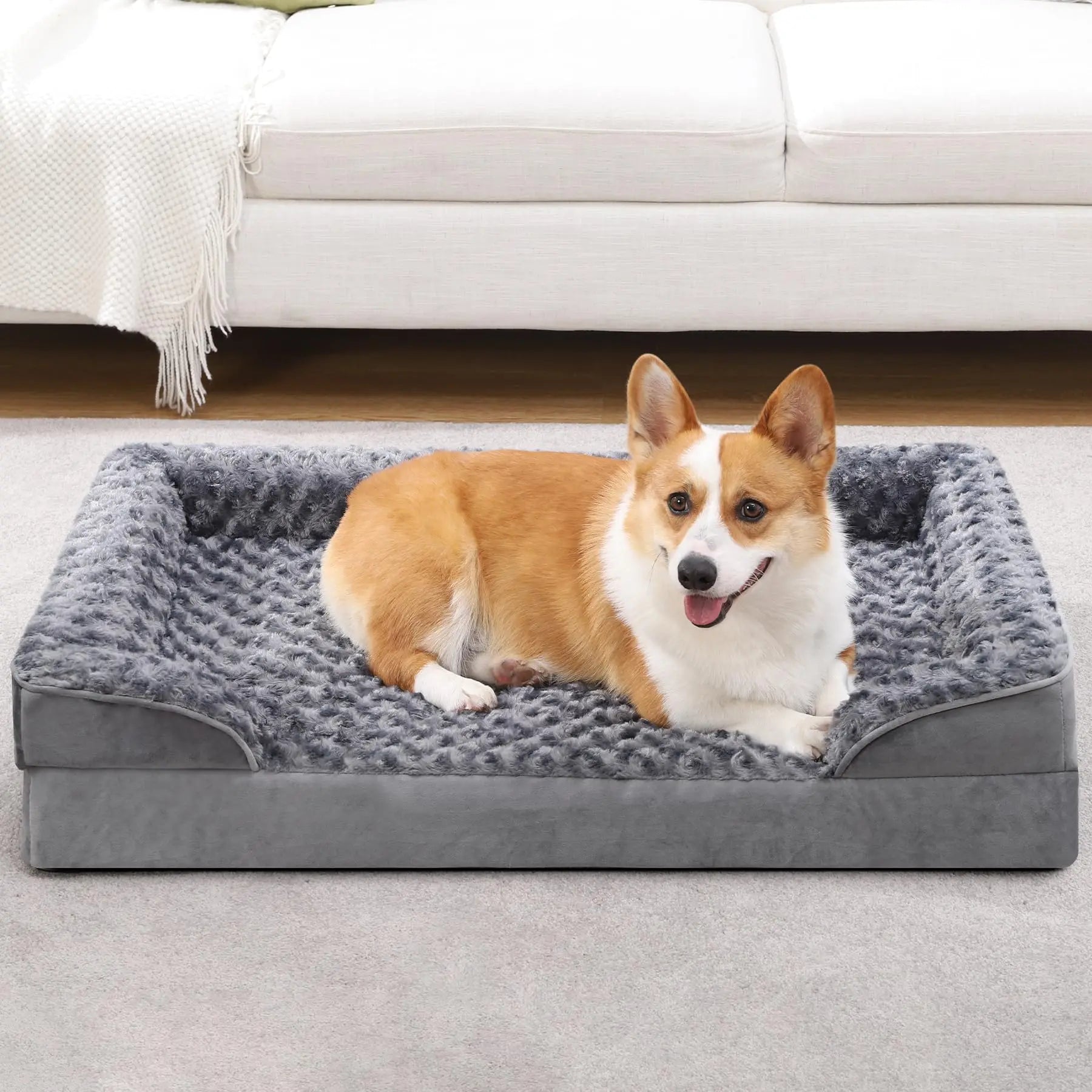 Factory OEM Custom Removable Cover Egg Crate Foam Orthopedic Dog Sofa Bed Memory Foam Large Pet Beds for Dogs