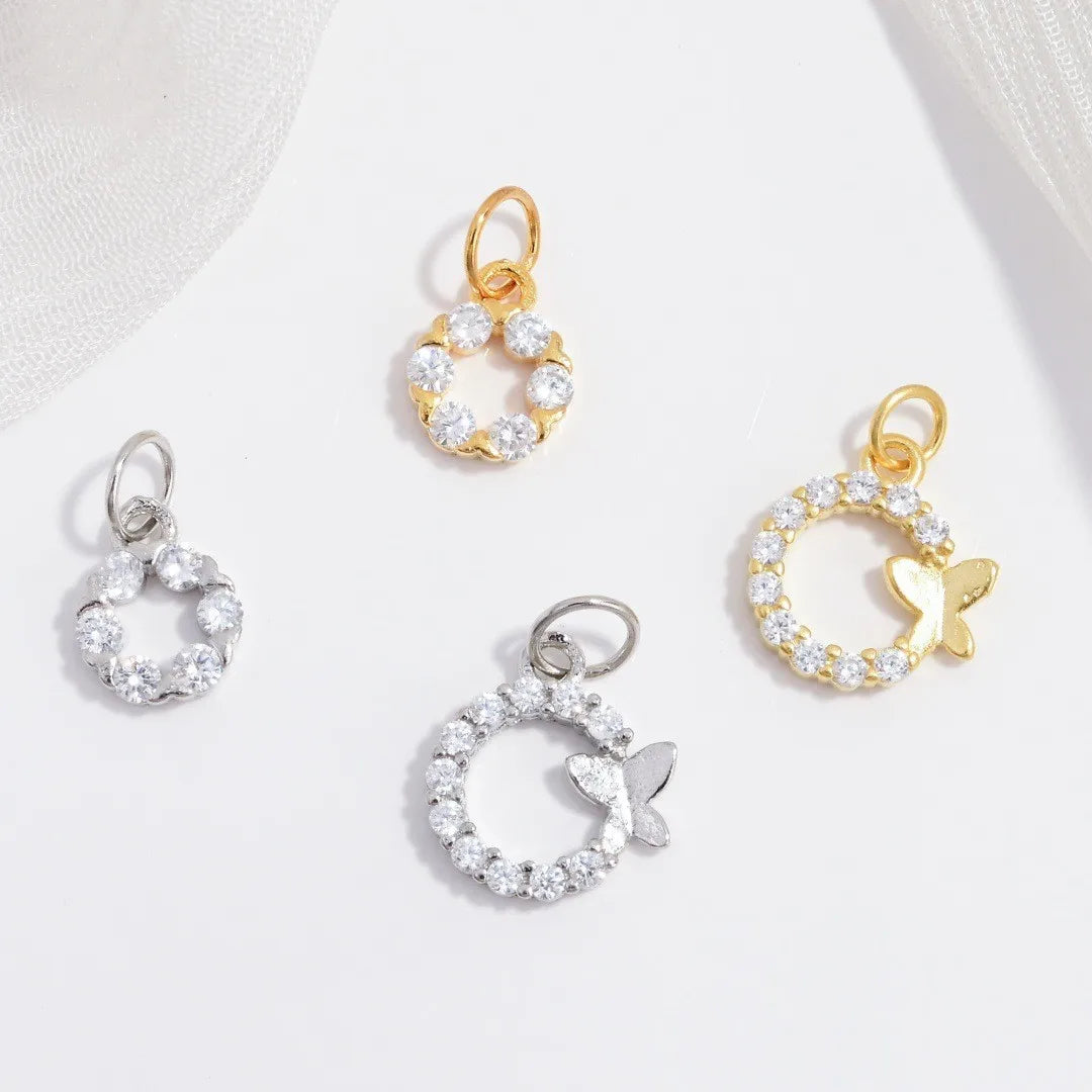 Hot Sale Fashion S925 Hollow Round Zircon butterfly Pendant for Diy Charm Women Accessories