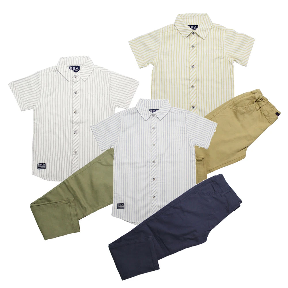 Custom Two-Piece Short Sleeve Pants Set for Baby Boys Summer Casual Striped Designers Clothes Soft Shell Fabric JJH Brand