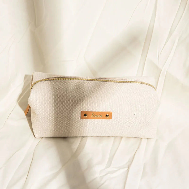 Private Label Eco Friendly Recycled Cotton Makeup Pouch Cosmetic Bag Logo