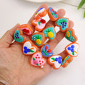 GP0991 Chunky Hand-Painted Multi Colored Lampwork Glass Pineapple Cherry Mushroom Fruit Pattern Heart Beads for Jewelry Making