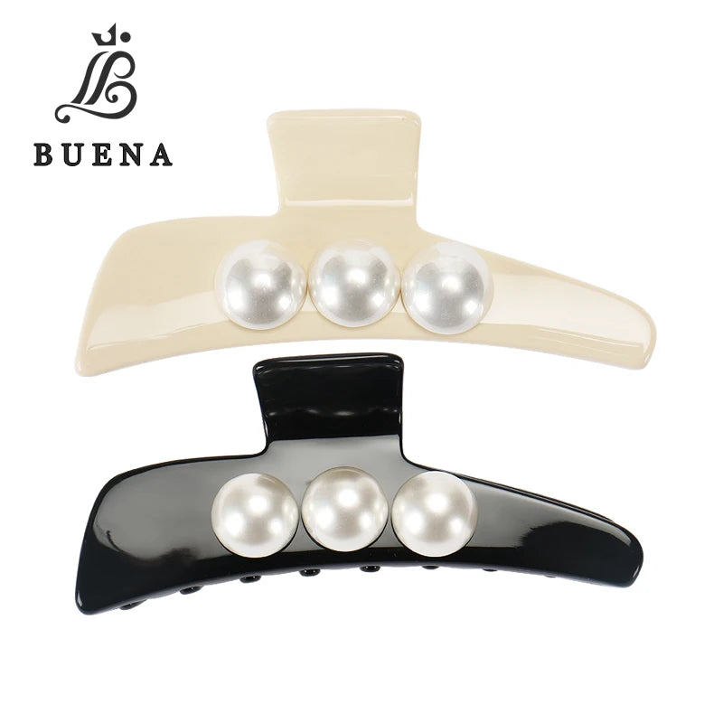 3mm Imported Acetate Material Hair Claw 11.5 Extra-large Size Women Hair Clips Fashion White Pearl Black Acetate Hair Claw