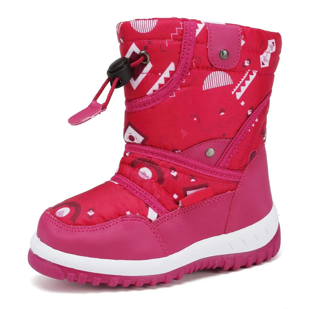 2025 Custom Girls Children Baby Anti-Slip Waterproof Insulated Ankle Bootie Cotton Lining Hard-Wearing TPR Outsole Snow Boots