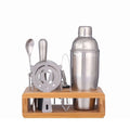 Bartender Convenience Kit Essential Stainless Steel Bamboo Cocktail Shaker Set Custom Logo Martini Maker Stocked Home Commercial