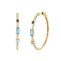 14K Gold Plated Brass Large Hoop Earrings with Multicolor CZ European Style Hypoallergenic Jewelry Gift for Women