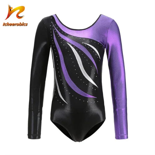 Icheerobics Unisex Rhythmic Gymnastics Leotards Blue Color AB Crystal Decoration Polyester/Spandex Material Customized