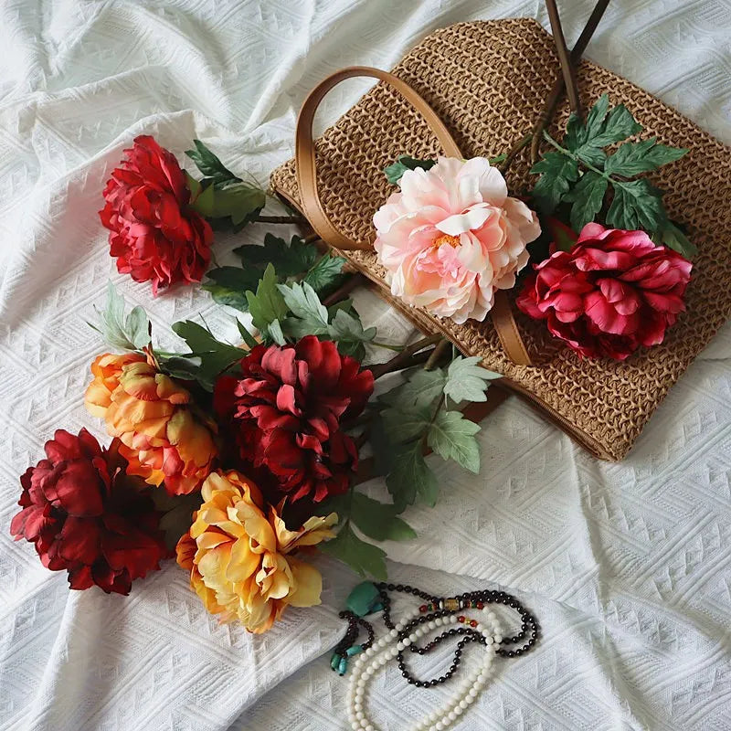 Wholesale Quality Silk Peony Flowers Big Size Single Stem New Year Christmas Wedding Decorative Wreaths Easter Other Occasions