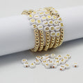 Custom Handmade DIY Classic Fashion Bead Bangles 14K Gold Plated Zinc Alloy Acrylic Stretch Alphabet Unisex Jewelry Geedyn