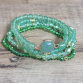 Dainty Natural Green Aventurine Stone Vintage Geometric Beaded Handmade Elastic Yago Healing Energy Sets Bracelet Unisex Gifts