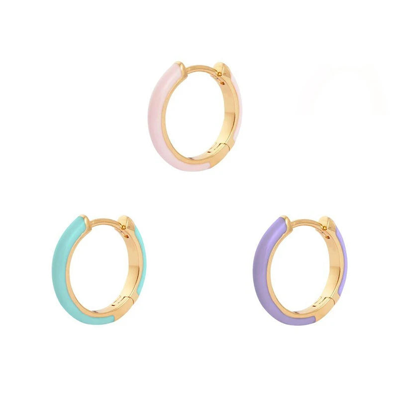 Milskye S925 Sterling Silver Simple Fashionable Classic Enamel Huggie Earrings