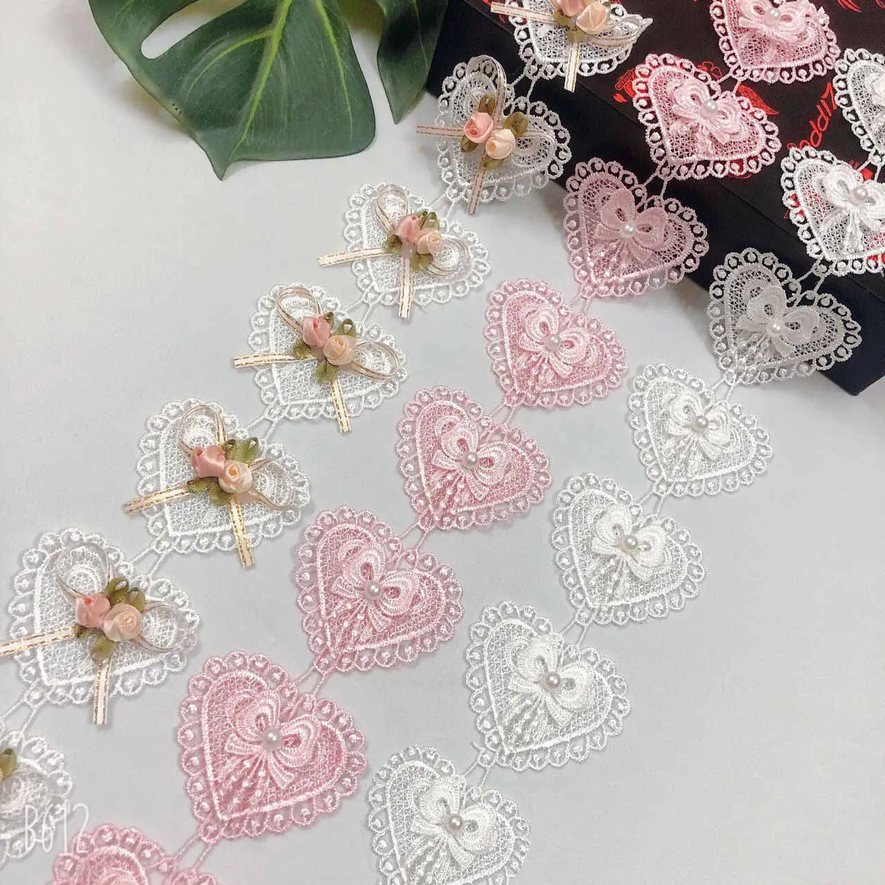 JFL082  Polyester Silk Water Soluble love Lace Three-dimensional Sticky Flower Bow Nail Bead bar Code Clothing Accessories