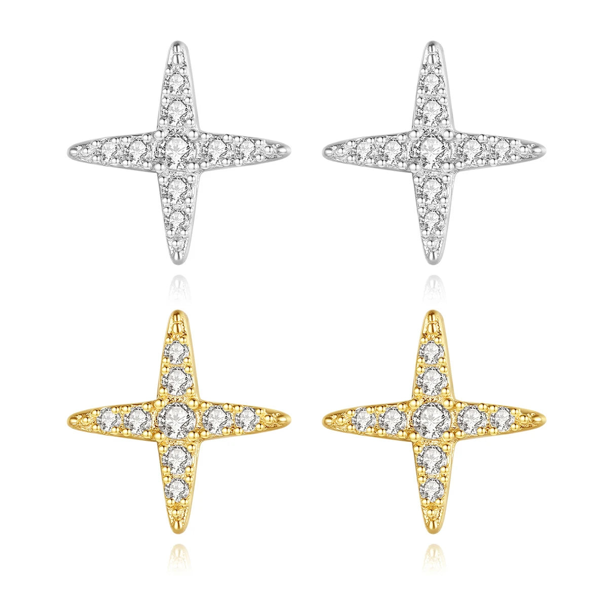 EH1509 Wholesale Korean Earrings Fashion Trendy Jewelry Women 925 Sterling Silver Star Stud Earrings Zircon Earrings for Girls