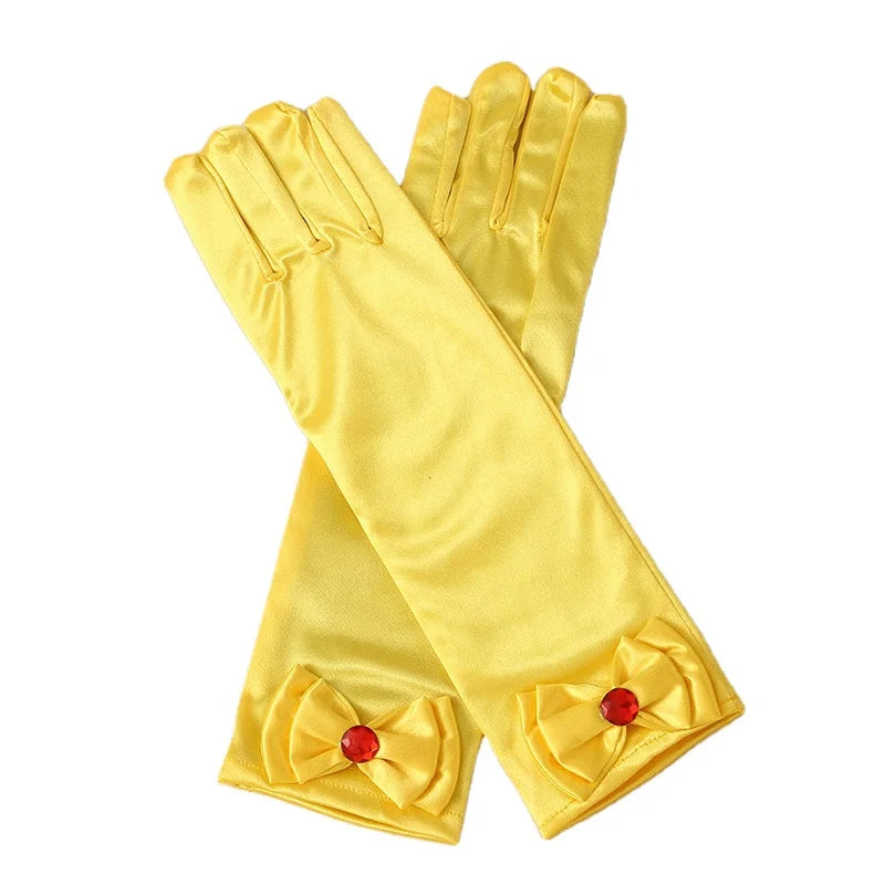 New Wedding Party Wear Accessories Flower Children for Party Gloves  Kid Bridesmaid Long Gloves  Girl Dress Match Bow Gloves