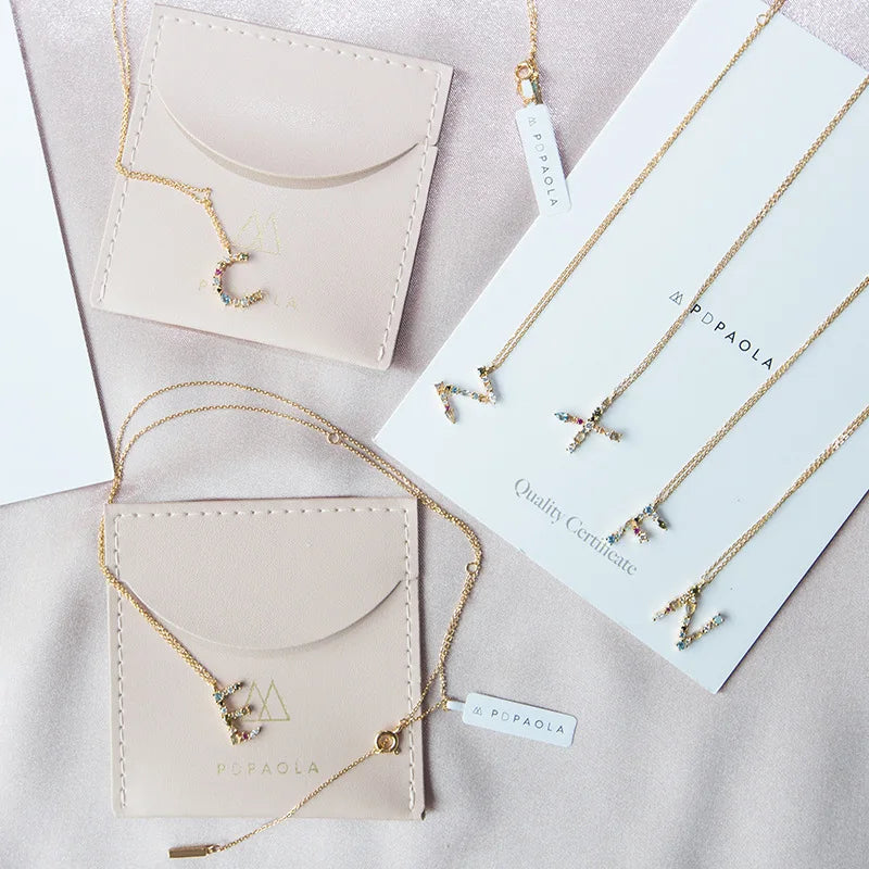 Wholesale 925 Sterling Silver Letter Necklace Initial Alphabet With Full Crystal Zircon Necklace