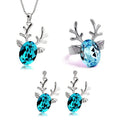 New Year Wholesale Crystal Rhinestone Fashion Crystal Costume Jewelry Sets Deer Necklace Earring Ring Set