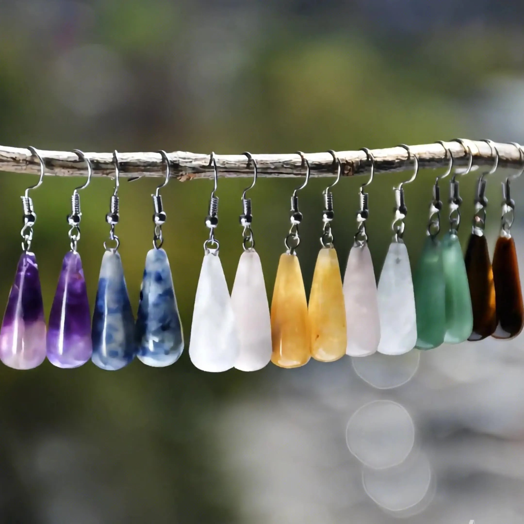 Wholesale Crystal Jewelry Water Drop Natural Stone Pendant Earrings for Women