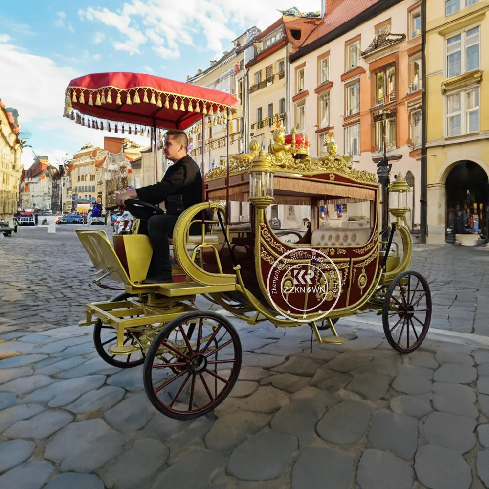 Luxury Wedding Comfortable European Style Royal Horse Carriage Wagon Customized Add Air Conditioning and LED Horse Carriage