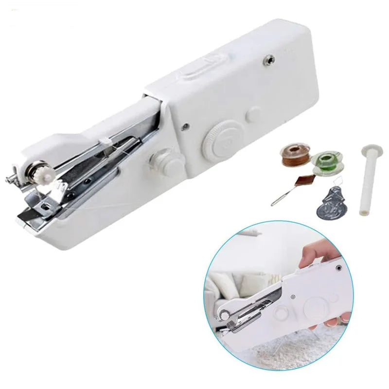 Household Electric Sewing Machine Portable Mini Hand Sewing Machine Quick Handy Stitch Sew Needlework Cordless Clothes Fabrics