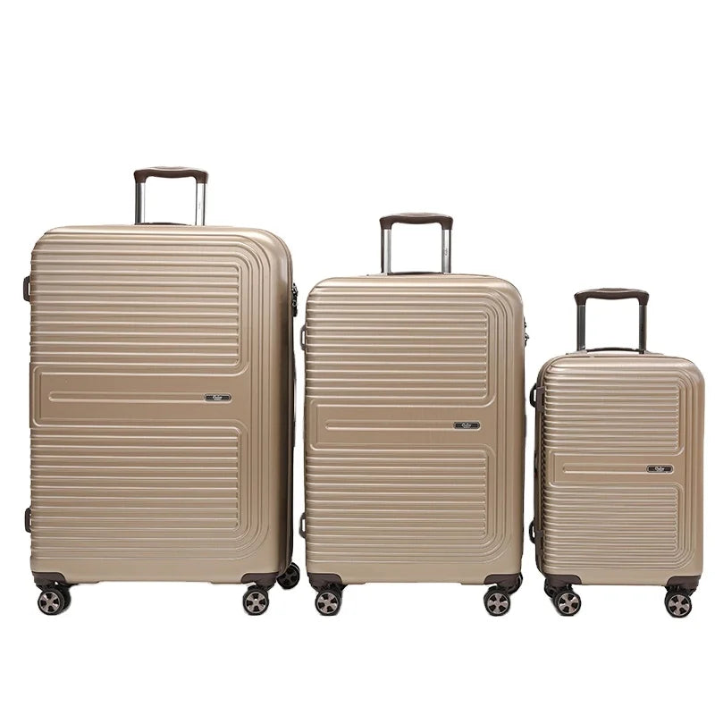 Goby London How Sale on Luggage Set Discount PC Luggage Set for Unisex in Gold Color for Travel and Business