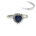 Bule Sapphire Heart Cubic Zirconia Ring Silver Non Tarnish 925 Sterling Silver Heart Rings Adjustable for Girlfriend