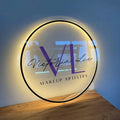 Business logo Sign Custom 3d Acrylic Round Backlit Sign Beauty Salon  Hair Studio Wall Decor SignSalon