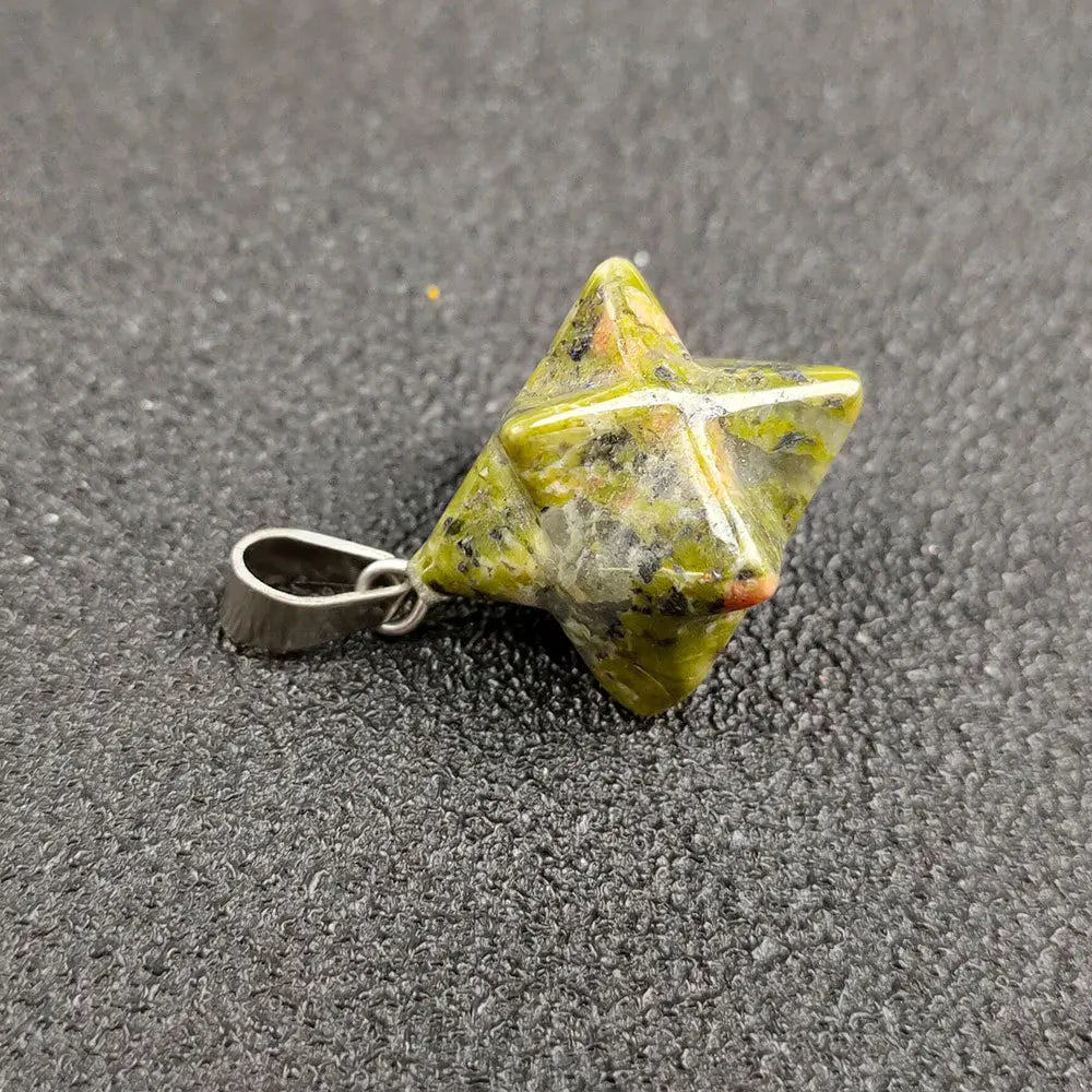 2026 Natural Unakite Gemstone Crystal Quartz Merkaba Star Pendants for Gifts and Souvenir Crystal Craft Necklace Accessory