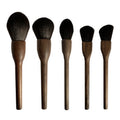 Luxury 5 Pcs Walnut Wood Handle Makeup Brush Set Soft Powder Flame Highlighter Blush Eyeshadow Brush Kit Wholesale