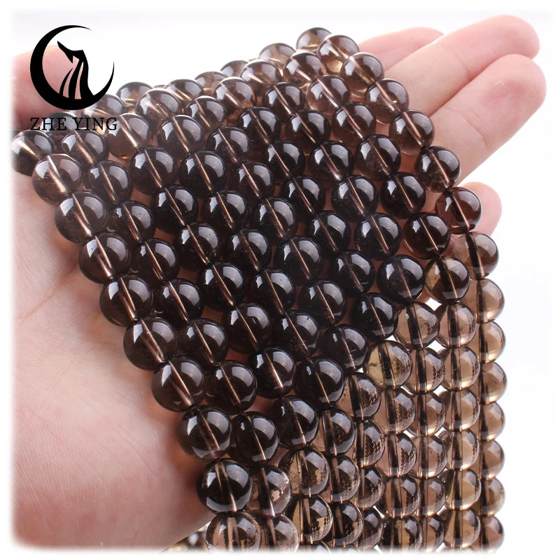 Zhe Ying Wholesale 6/8/10mm Smoky Quartz Bracelet Smoky Quartz Crystal Round Natural Stone Smoky Quartz Beads