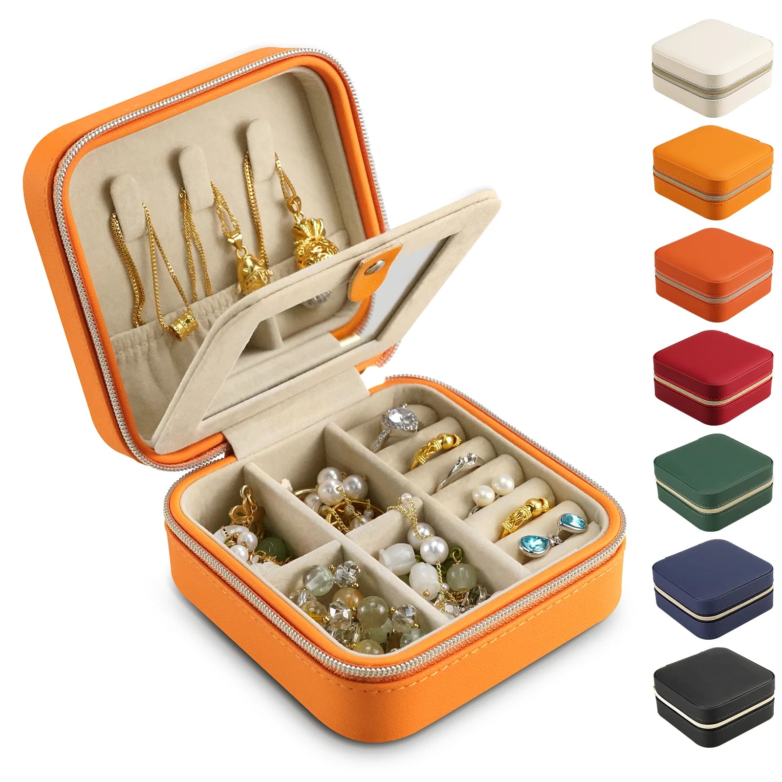 2023 New Arrival Luxury Unique Double Layer Pu Leather Earrings Ring Jewelry Storage Box Removable Travel Jewelry Box Organizer
