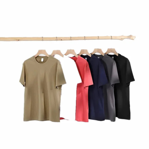 Custom OEM Logo 210g Soft Long Staple Cotton Crew-neck Men's T-shirt Solid Color Plain Blank Unisex High End White T-shirt