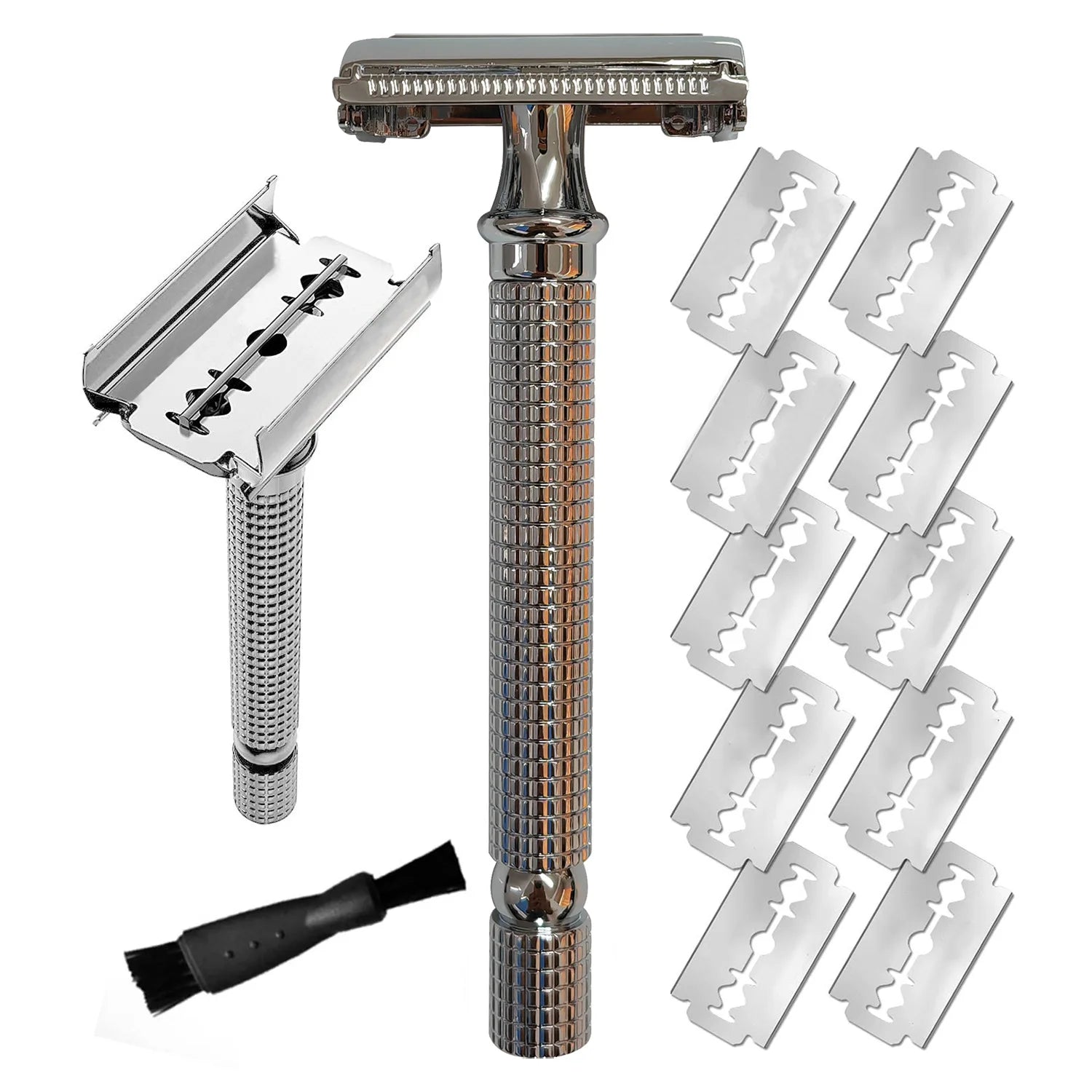 Brass Butterfly Long Handle Razor Men's Classic Manual Double Edge Blade Barber Safety Shaver Safety Razors Face Shaving Razor