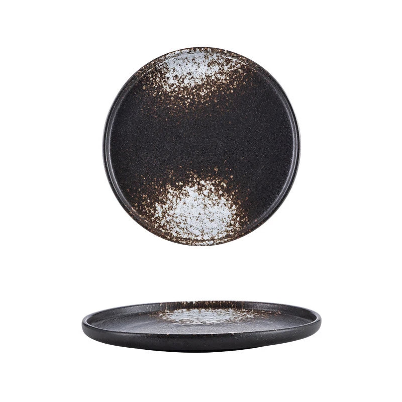Rustic Marble Design Stoneware Dishes Eco-Friendly Hotel Ceramic Dinner Plate Crockery Maroccan Restaurant Tableware