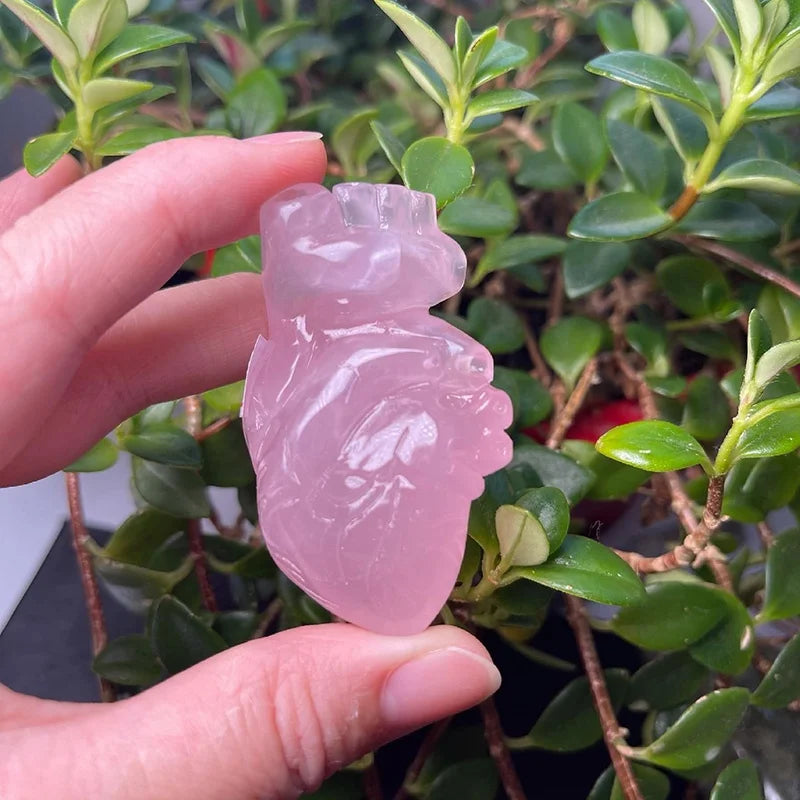 Hot Sale  Hand Carved Mini Size Natural Rose Quartz Heart Gemstone Human Heart Shaped Carving
