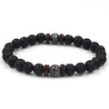 C044 Men's Fashion Bracelet Hot Sales Black Lava Stone and Tiger Eye Beads Stylish Beaded Bangles