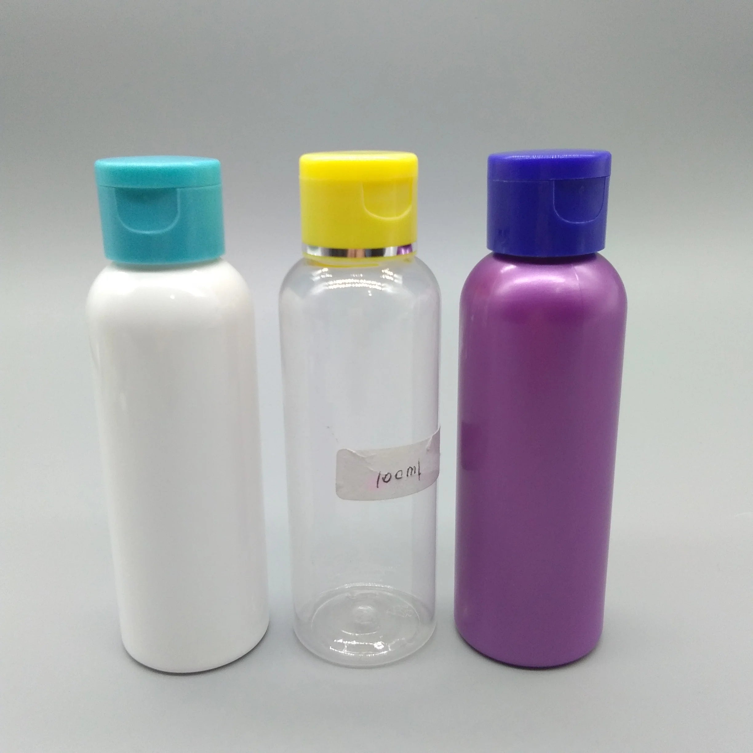 100ml PET Plastic Bottle with PP Screw Cap Flip Top Cap Disc Cap for Liquid Soap Screen Printing Custom Color