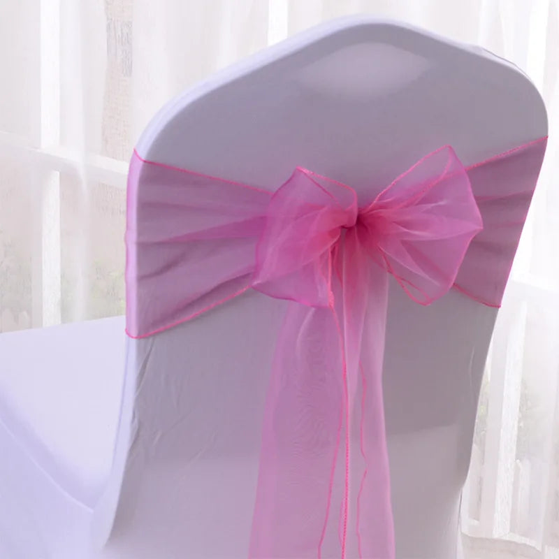 Cheap Solid Color Wedding Party Chair Decoration Sheer Organza Chair Sashes